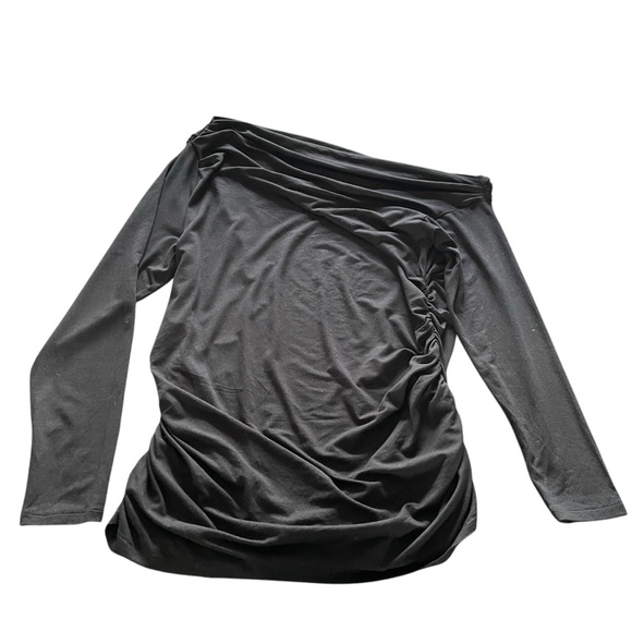 ELOQUII One Shoulder Tee With Ruching Size 18 / 20 Stretch Asymmetrical Goth - Picture 7 of 7